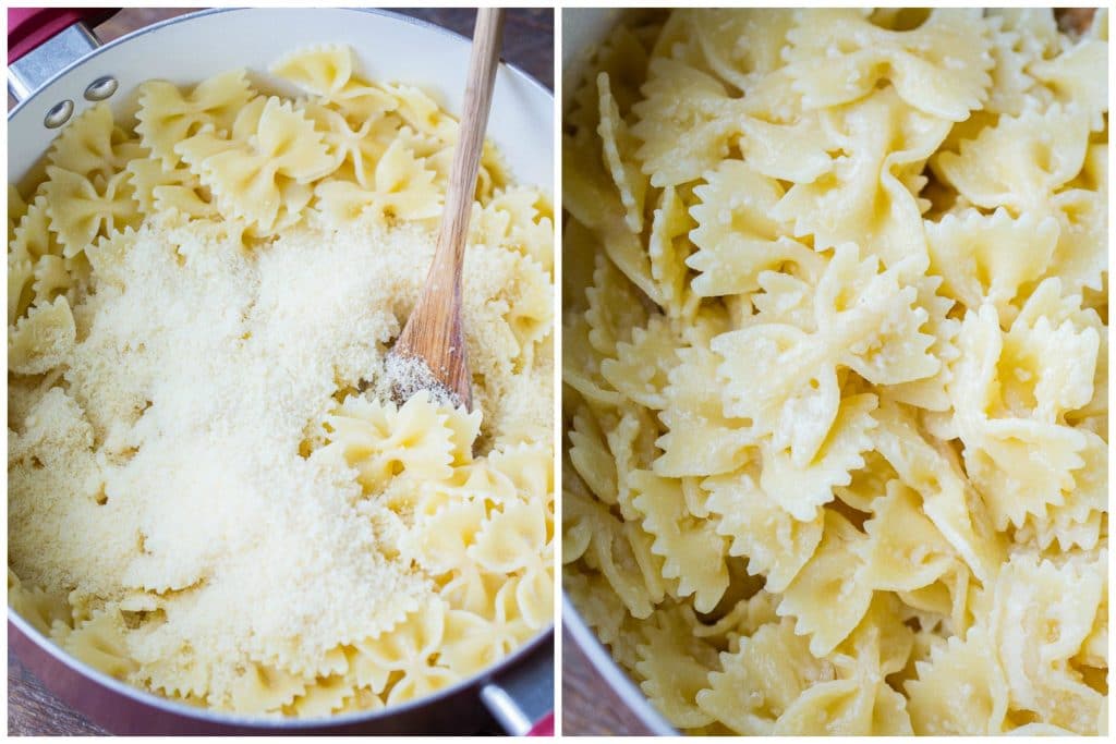 Showing how to make parmesan pasta recipe