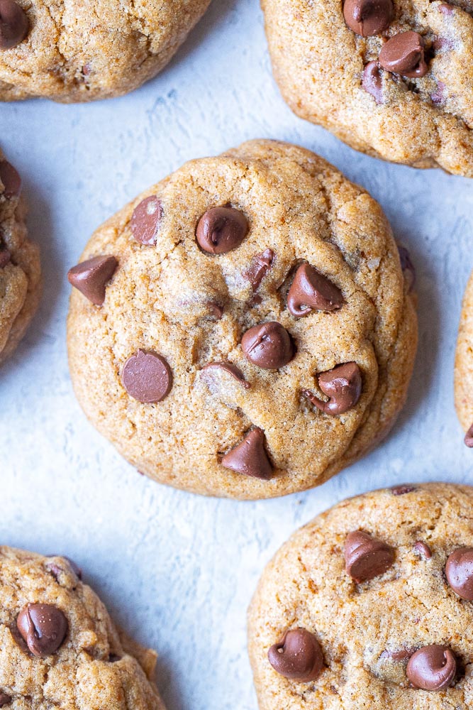 Close up of healthier chocolate chip cookies