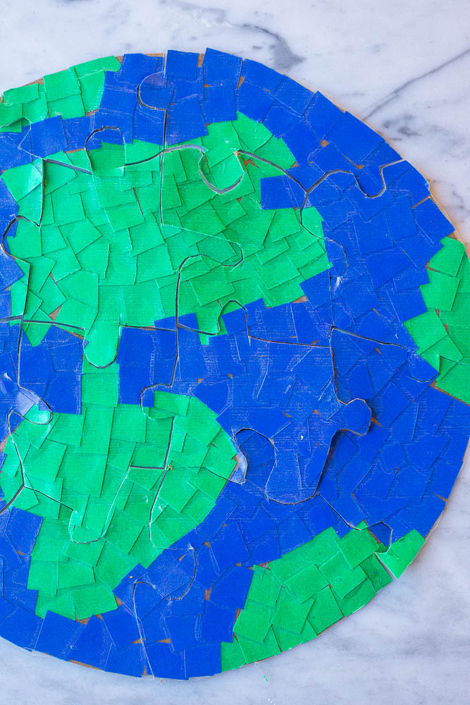 Close up of an earth puzzle