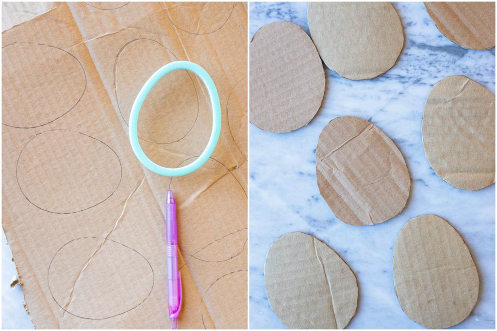 Showing how to make Nature Easter eggs with cardboard