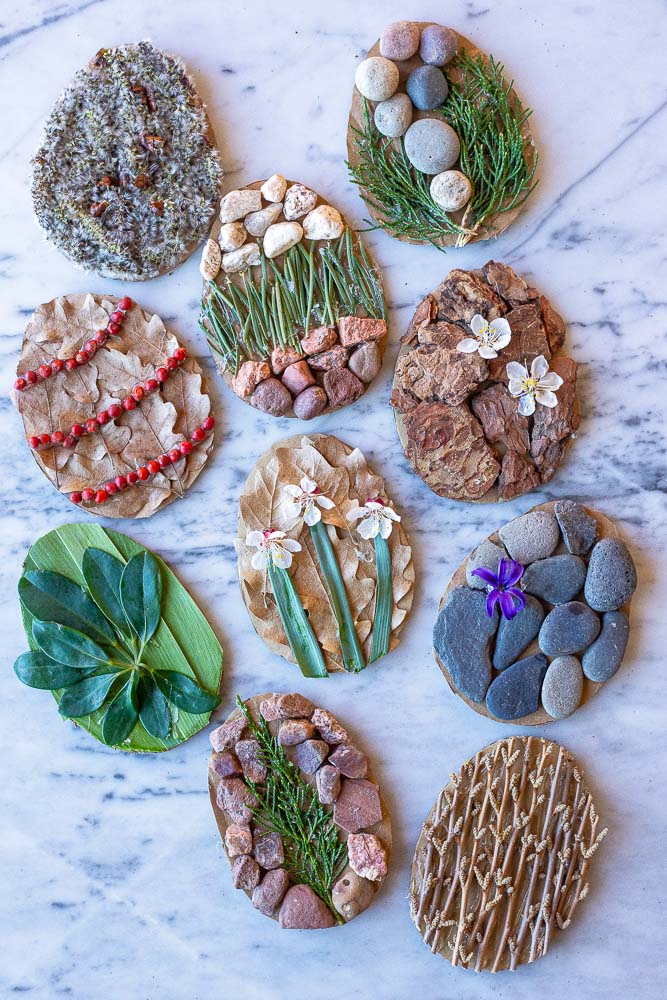 Nature Easter eggs on a table