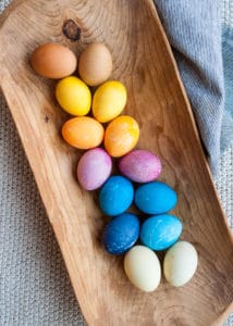 Naturally dyed Easter eggs.