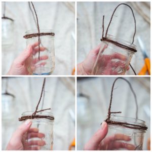 Creating a handle for fall lanterns.