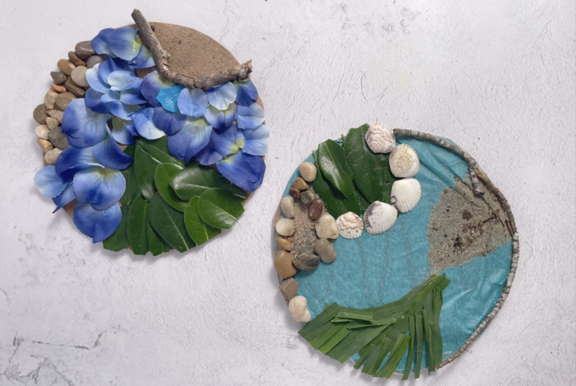 Two earth day crafts made from nature items