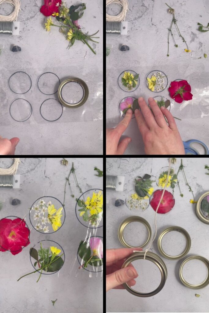 Steps for making a pressed flower suncatcher