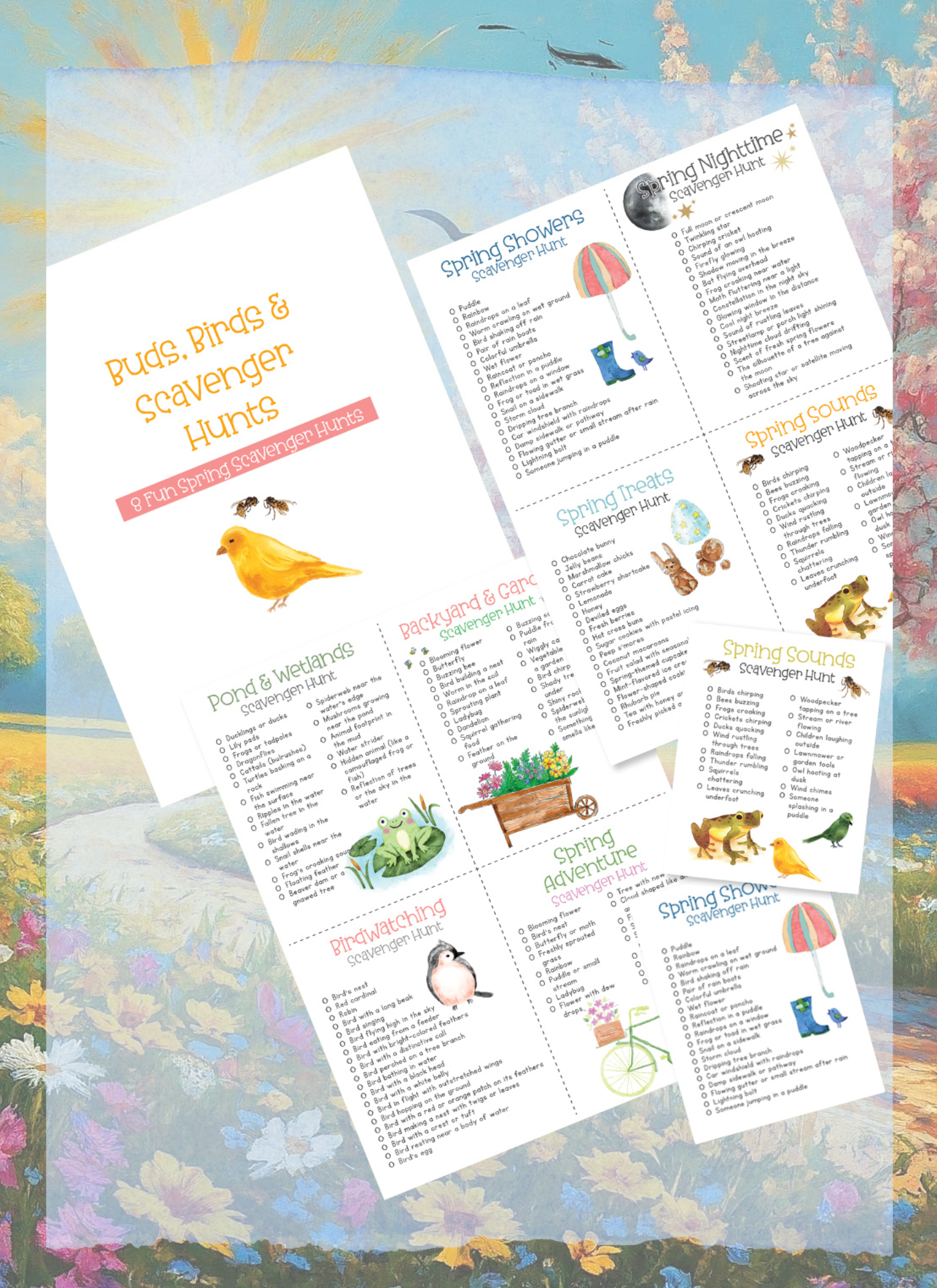 A collage of spring scavenger hunts